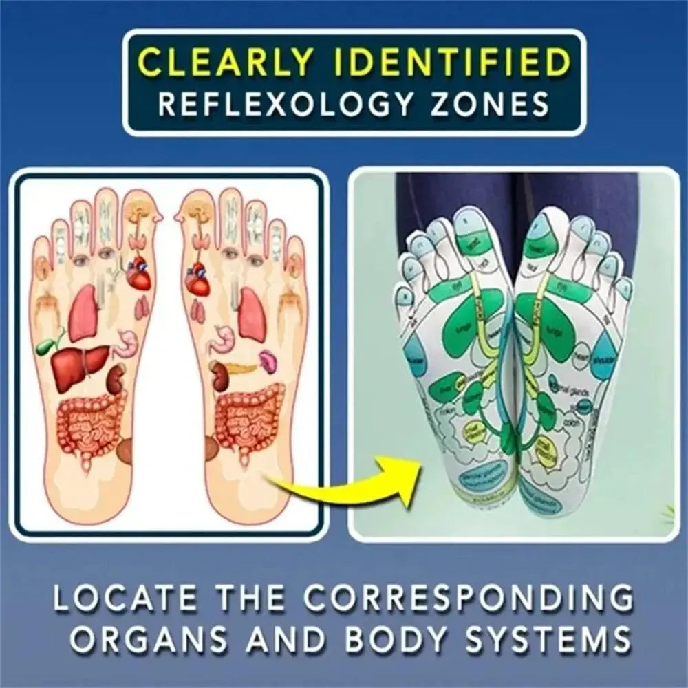 PiesZen -Un par de calcetines de acupresión, calcetines de reflexología, masaje de pies para yoga, diagrama de puntos de acupresión, calcetines de acupuntura, fisioterapia.
