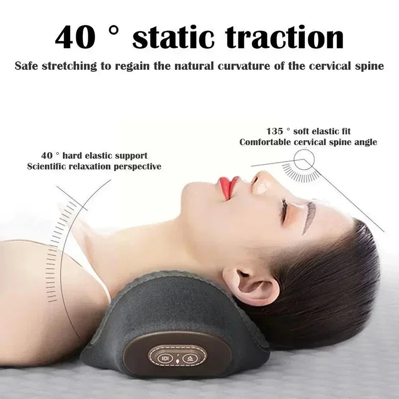 Rechargeable Neck Massage Pillow 3 Modes Heated Vibrating Pillow Orthopedic Neck Stretcher Cervical Traction Relaxation Massager